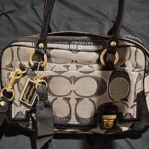 Coach Poppy Signature Sateen Pushlock Satchel